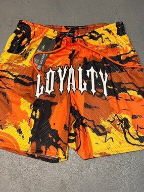 Black Pike Loyalty Mesh Shorts Size Medium Orange Flame Camo New With Tag